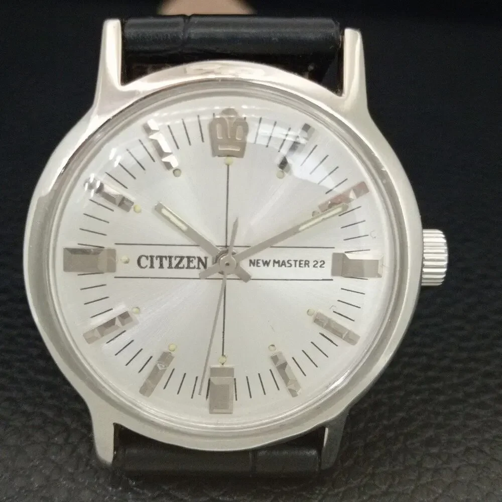 Vintage 1982 Citizen Manual Wound Mens Silver Watch & Silver accents